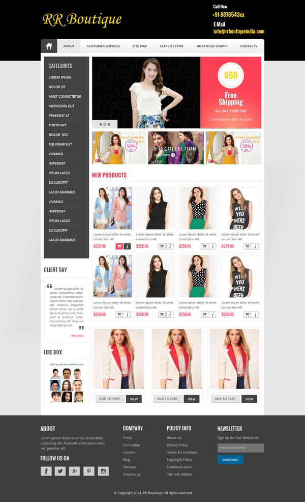 RR Boutique e-commerce design