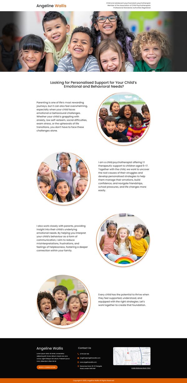 Angeline Wallis landing page design
