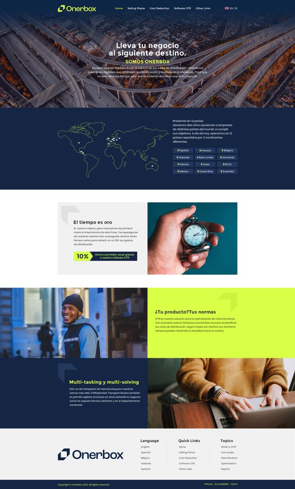Onerbox landing page design