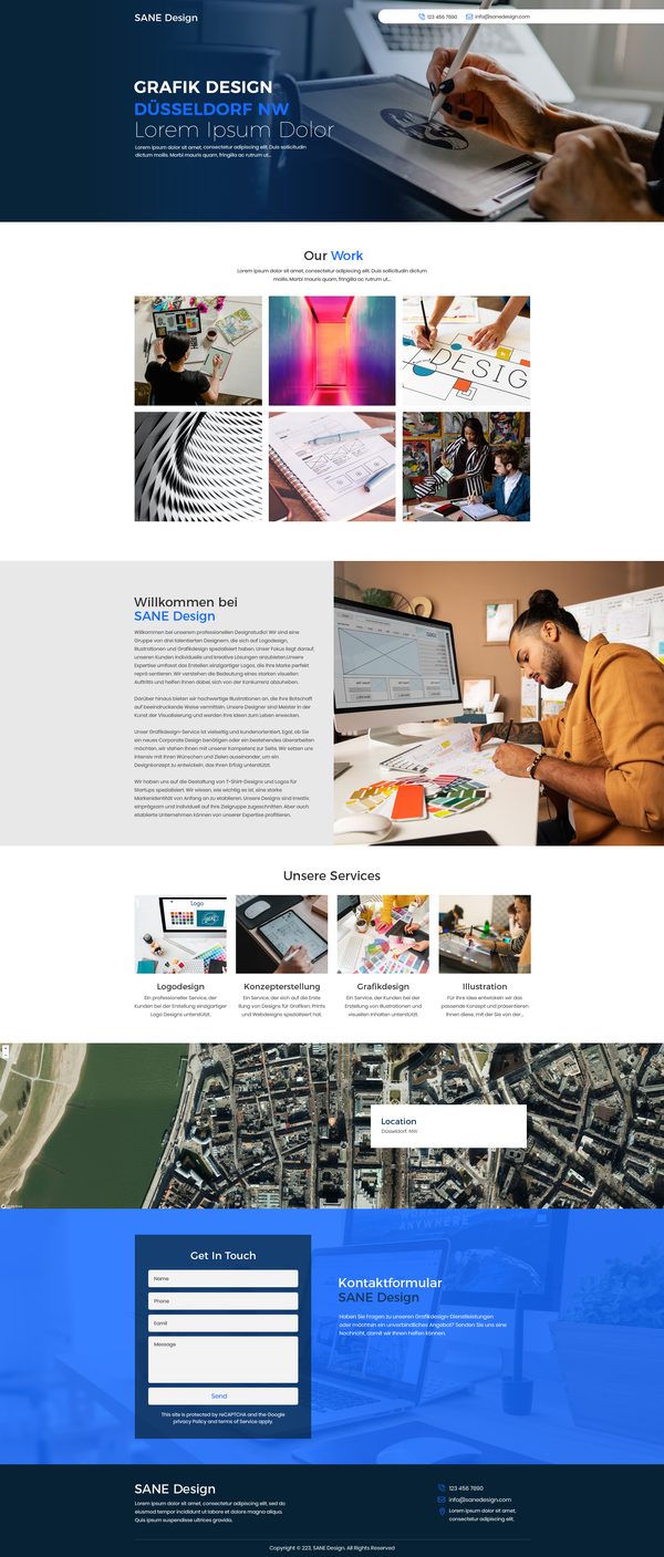 Sane Design landing page design