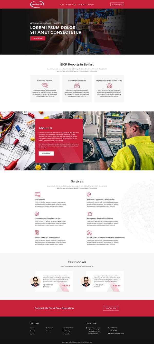 RAE Electrical website design