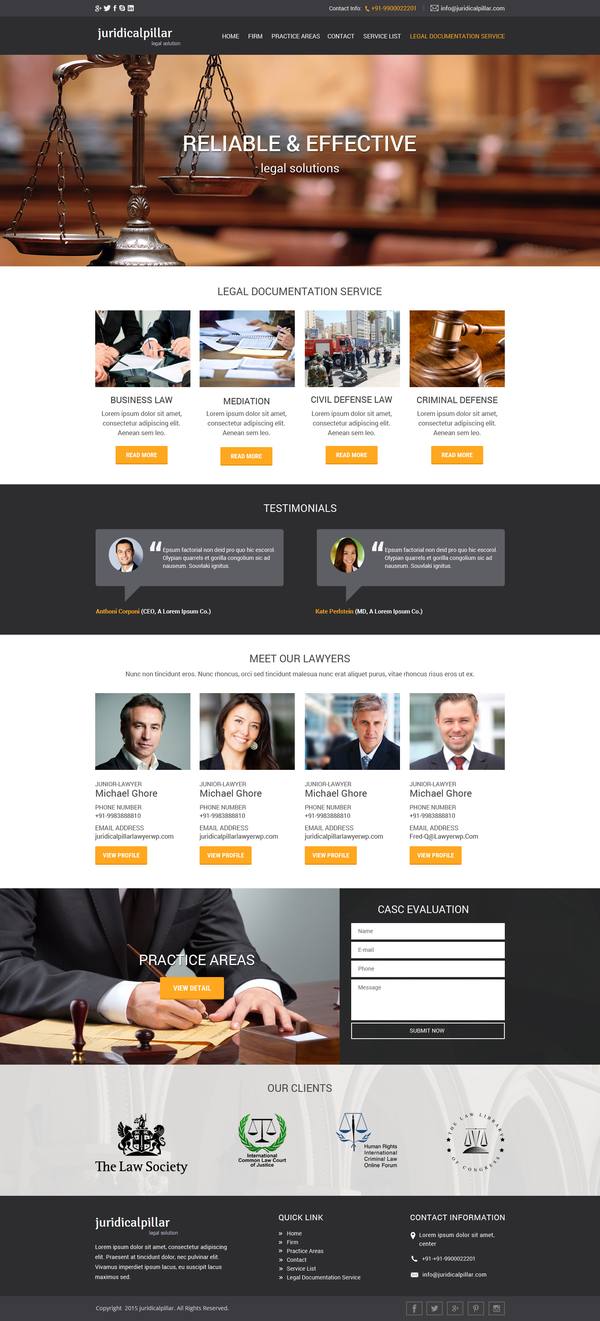 Juridical Pillar Legal Solutions website design