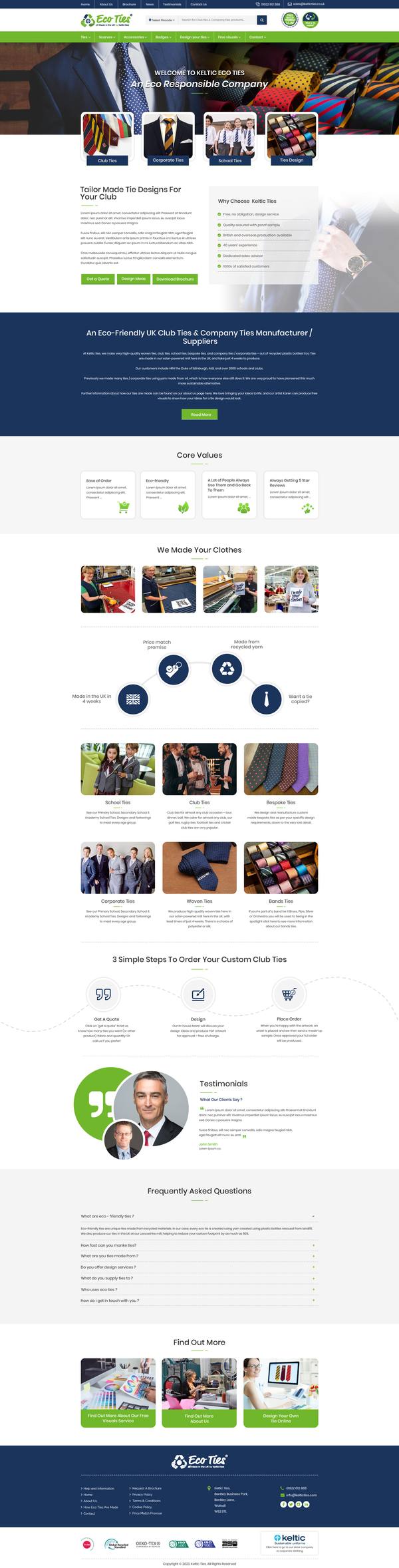 Keltic Eco Ties website design