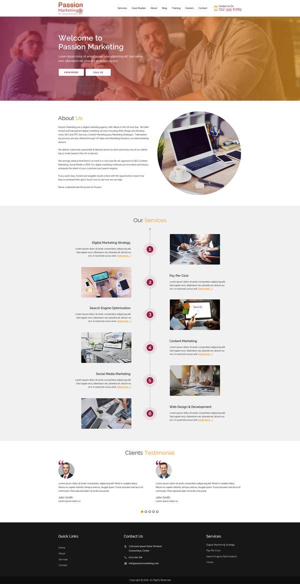 Passion Marketing website design