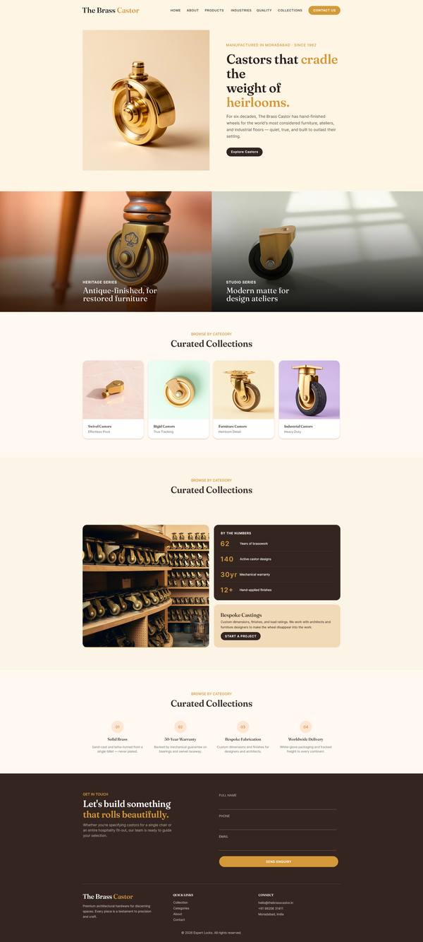 The Brass Castor website design