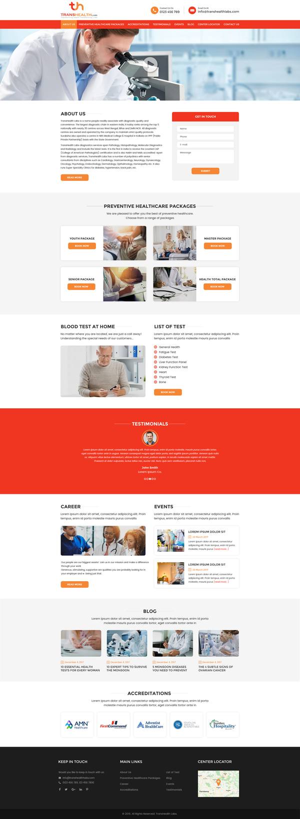 TransHealth Labs website design