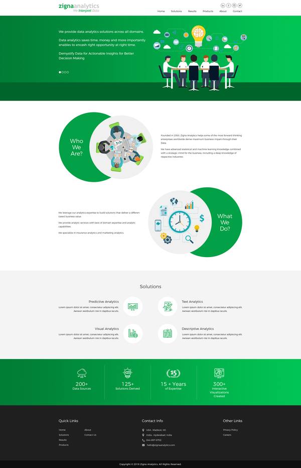 Zigna Analytics website design